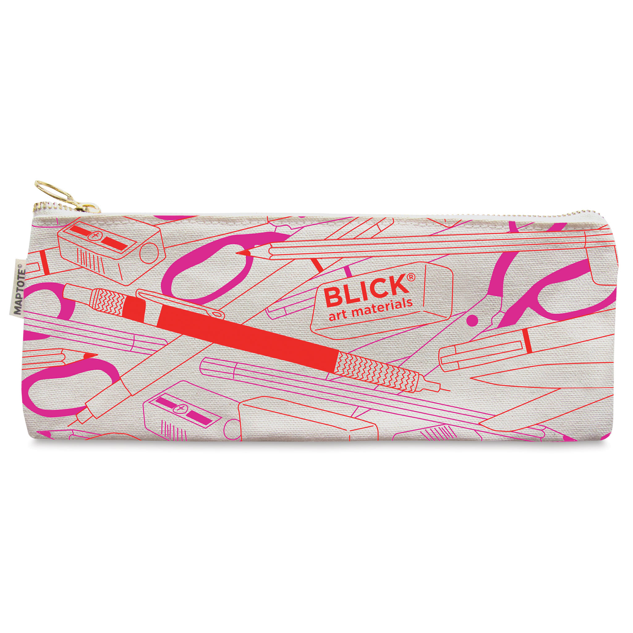 Blick Pencil Pouch by Maptote - Red and Pink (front of pouch)