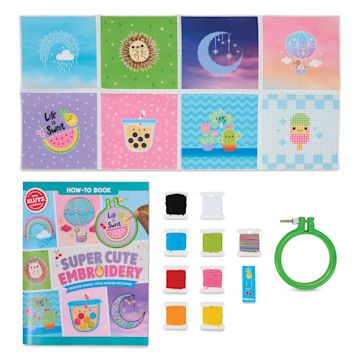 Open in modal - Klutz Super Cute Embroidery Kit, kit contents