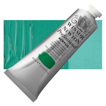 Open in modal - Winsor & Newton Professional Acrylic Paint - Cobalt Green, 60 ml tube and swatch