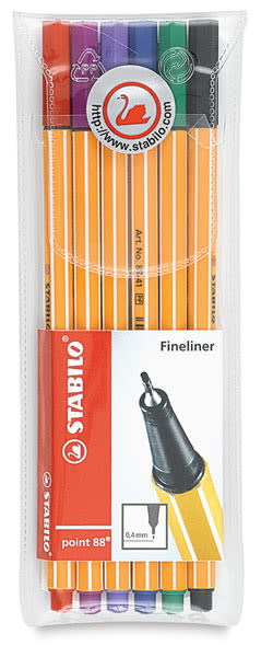 Stabilo Point 88 Fineliner Pen Set - Wallet, Set of 6