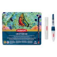 Derwent Inktense Pencils - Assorted Colors, Tin Box, Set of 24 with Waterbrush and Spritzer, Blick Exclusive