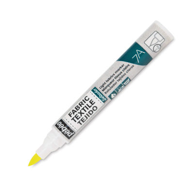 Pebeo 7A Light Fabric Brush Marker - Fluorescent Yellow, 1 mm (Cap off)