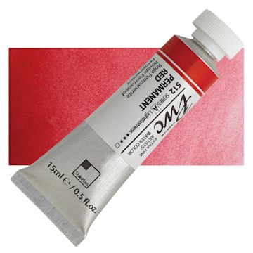 Open in modal - PWC Extra Fine Professional Watercolor - Permanent Red, 15 ml, Tube and swatch