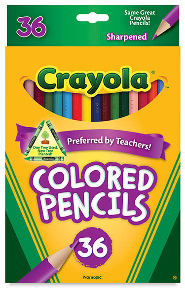 Crayola Colored Pencils, Set of 36. Front of package.