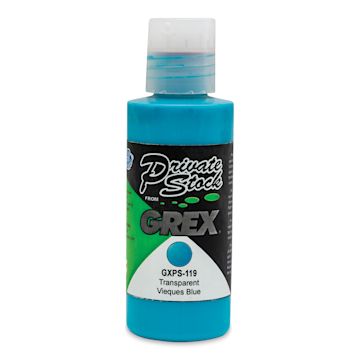 Open in modal - Grex Private Stock Airbrush Color - Transparent Vieques Blue, 2 oz