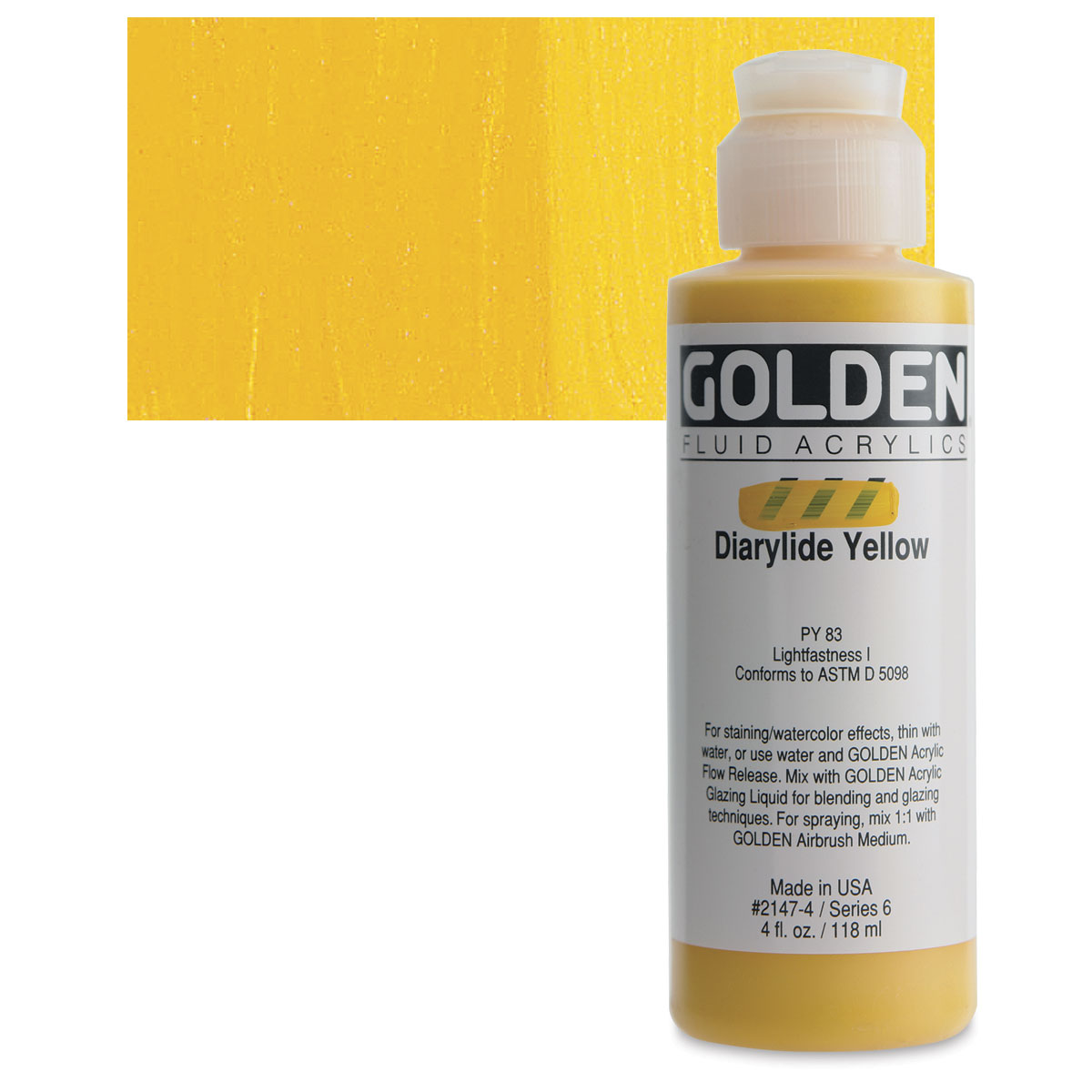 Golden Fluid Acrylics - Cadmium Yellow Medium Hue, 16 oz bottle