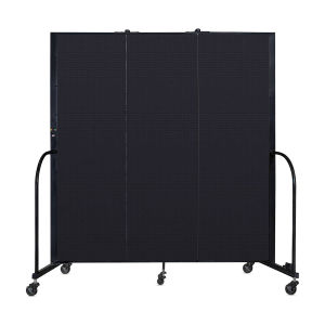 Screenflex Portable Room Dividers - 6 ft x 5 ft, Black, 3 Panel