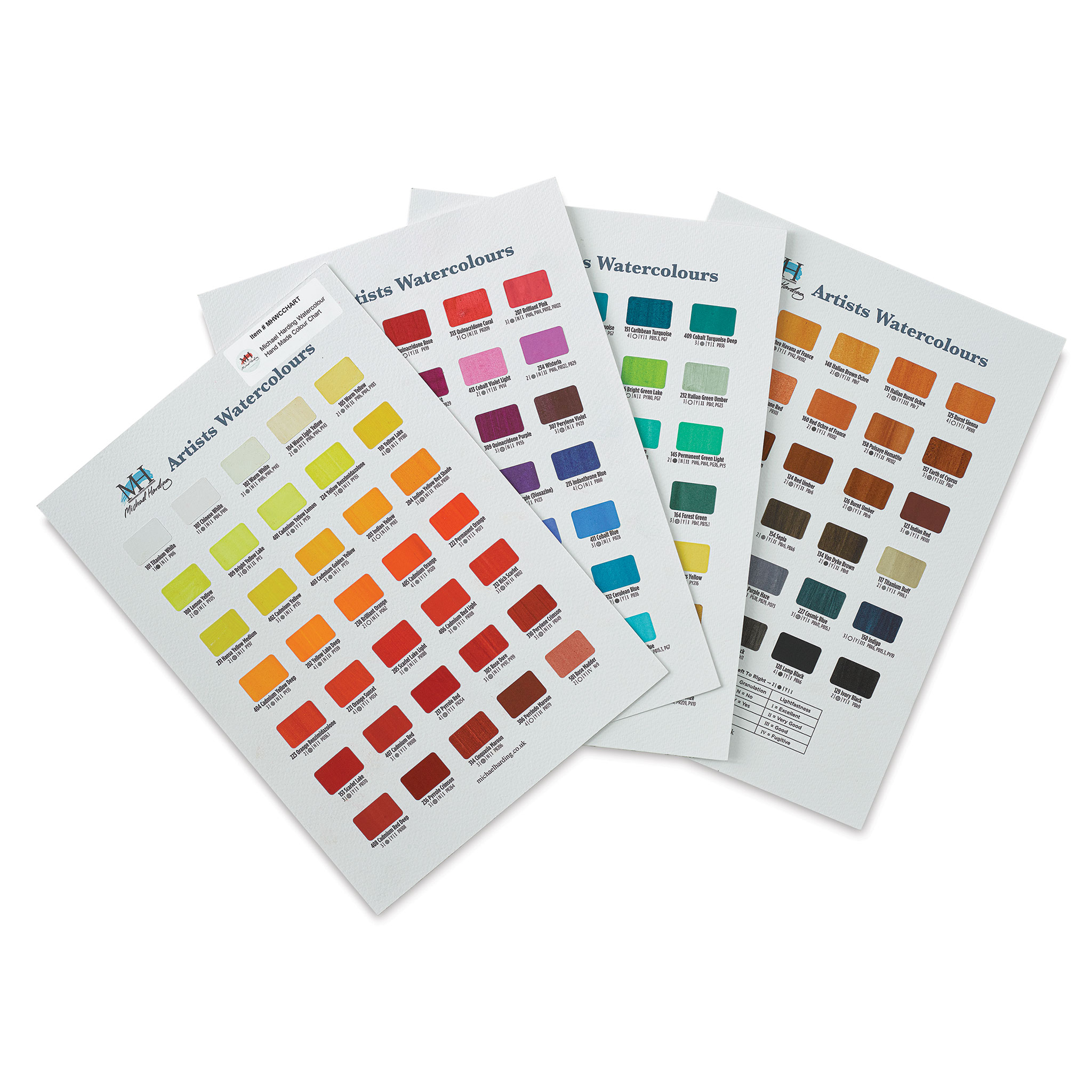 Michael Harding Artists Watercolor Hand Painted Color Chart | BLICK Art ...