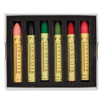 Open in modal - Sennelier Oil Pastels - Rose in Bloom, Set of 6 pastels inside of the packaging