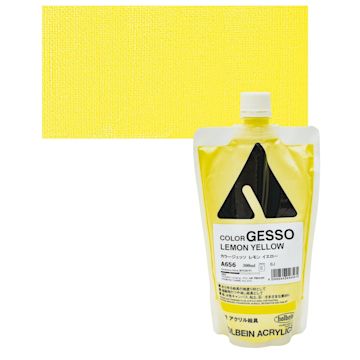 Open in modal - Holbein Acryla Gesso - Lemon Yellow, 300 ml pouch and swatch