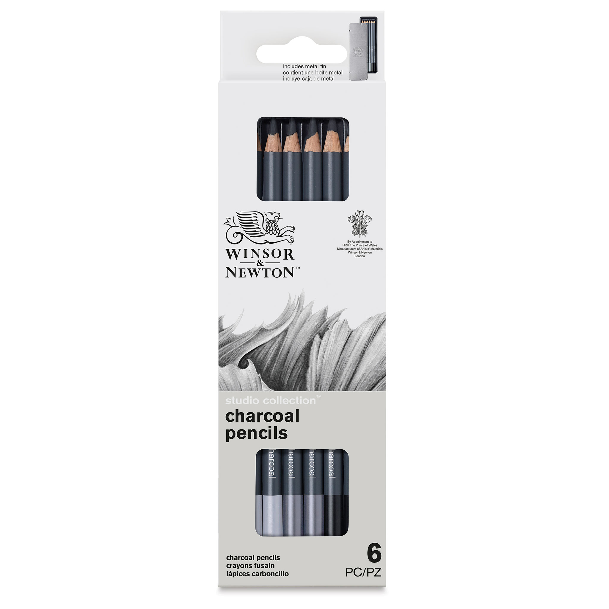 Winsor & Newton™ Studio Collection™ Charcoal Pencil 6 Piece Tin Set