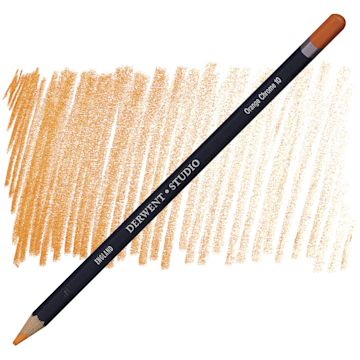 Open in modal - Derwent Studio Colored Pencil - Orange Chrome pencil and swatch