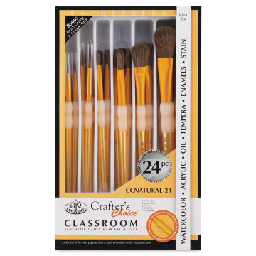 Royal & Langnickel Crafter's Choice Synthetic Camel Hair Brushes - Classroom Value Pack, Set of 24