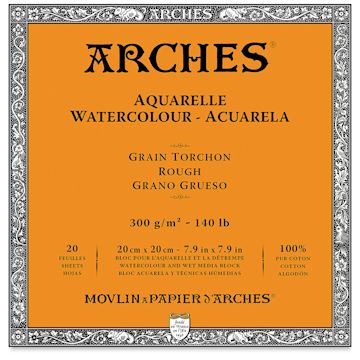 Open in modal - Arches Watercolor Block - 7.9"x 7.9", Rough, 140 lb, 20 Sheets