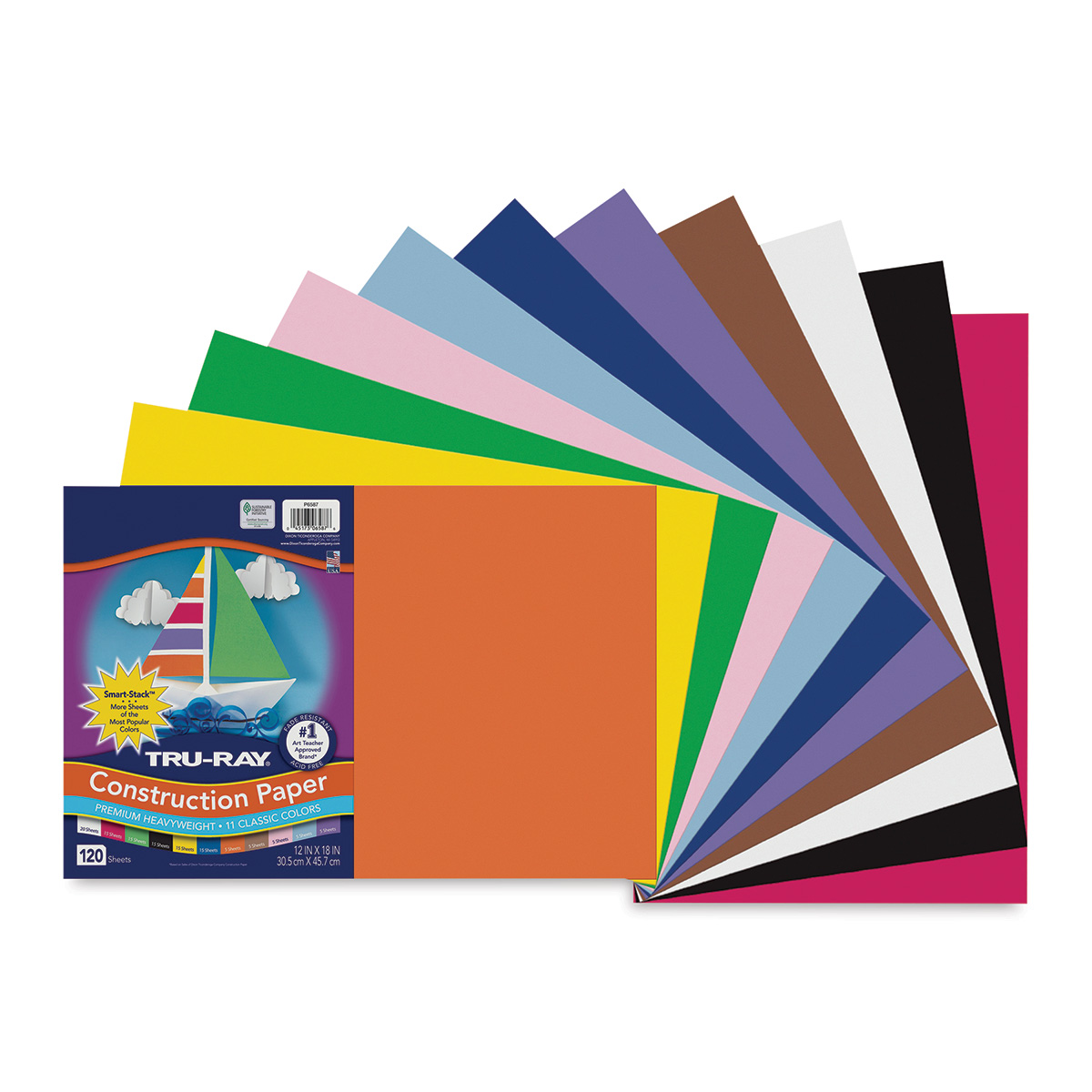 Pacon Tru-Ray Construction Paper - 12' x 18', Smart Stack, 120 Sheets