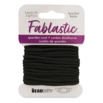 Open in modal - Round Stretch Cord, Black, 3 mm x 5 yd