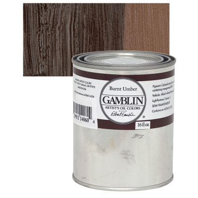 Gamblin Artist's Oil Color - Burnt Umber, 16 oz Can
