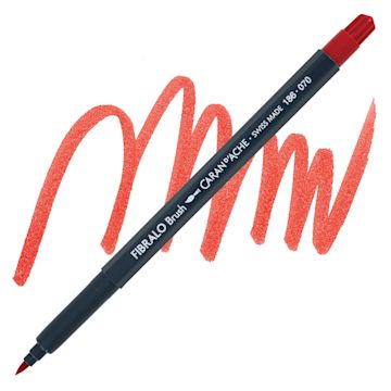 Open in modal - Caran d'Ache Fibralo Brush Marker - Scarlet marker and swatch