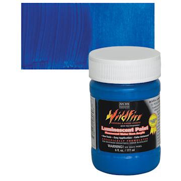 Open in modal - Wildfire Luminescent Fluorescent Acrylic Paint - Deep Blue, 6 oz and swatch