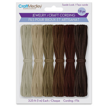 Craft Medley Faux Suede Jewelry Craft Cord Set - Brown Scale, Pkg of 18 (front of packaging)
