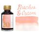 Tom's Studio Fountain Pen Ink - 50 ml, Peaches & Cream, bottle with swatch