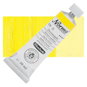 Schmincke Norma Professional Oil Paint - Lemon Yellow, 35 ml, Tube with Swatch