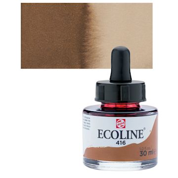 Open in modal - Ecoline Liquid Watercolor with Dropper - Sepia, 30 ml jar and swatch