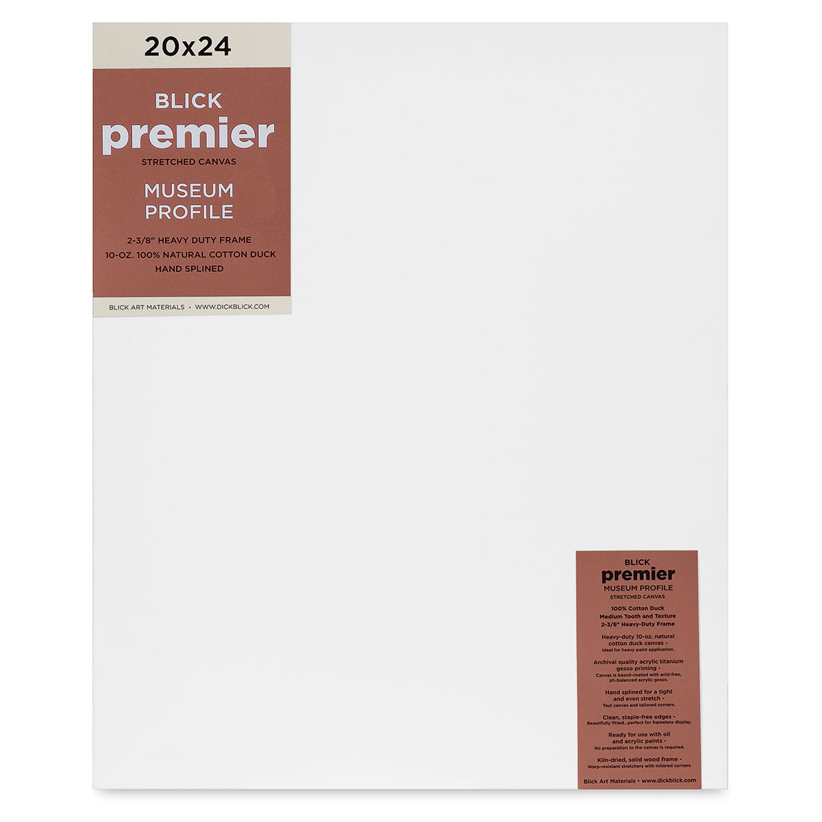 Blick Premier Stretched Cotton Canvas Museum Profile, Splined, 20" x