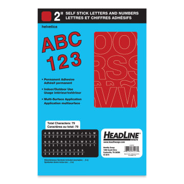 Headline Vinyl Letters and Numbers – 2” Letters and Numbers, Helvetica, Red