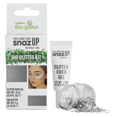 Snazaroo Bio Glitter Kit - Silver (Glitter and Fixer Gel next to kit)