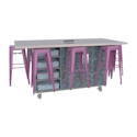 CEF Ed8 Work Table with Stools - Purple, Paint Scrape Steel, 42"H