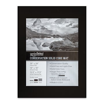 Open in modal - Crescent Select Conservation Solids Pre-Cut Mat - Deep Black, 4 ply, 18" x 24"