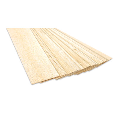 Bud Nosen Balsa Wood Sheets - 3/32" x 4" x 36", Pkg of 15 (view of the ends)