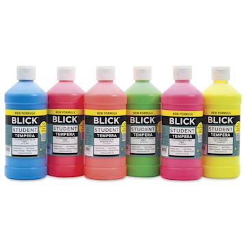Open in modal - Blick Student Tempera Paints - Set of 6, Fluorescent Colors, Pints