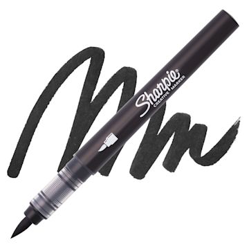 Open in modal - Sharpie Creative Acrylic Marker - Brush Tip, Black - Marker and Swatch