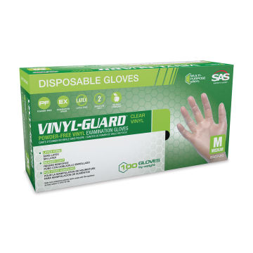 SAS Safety Vinyl-Guard Vinyl Disposable Examination Gloves - Medium, Pkg of 100