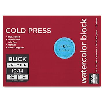 Open in modal - Blick Premier Watercolor Block - 10" x 14", Cold Press, 140 lb, 20 Sheets