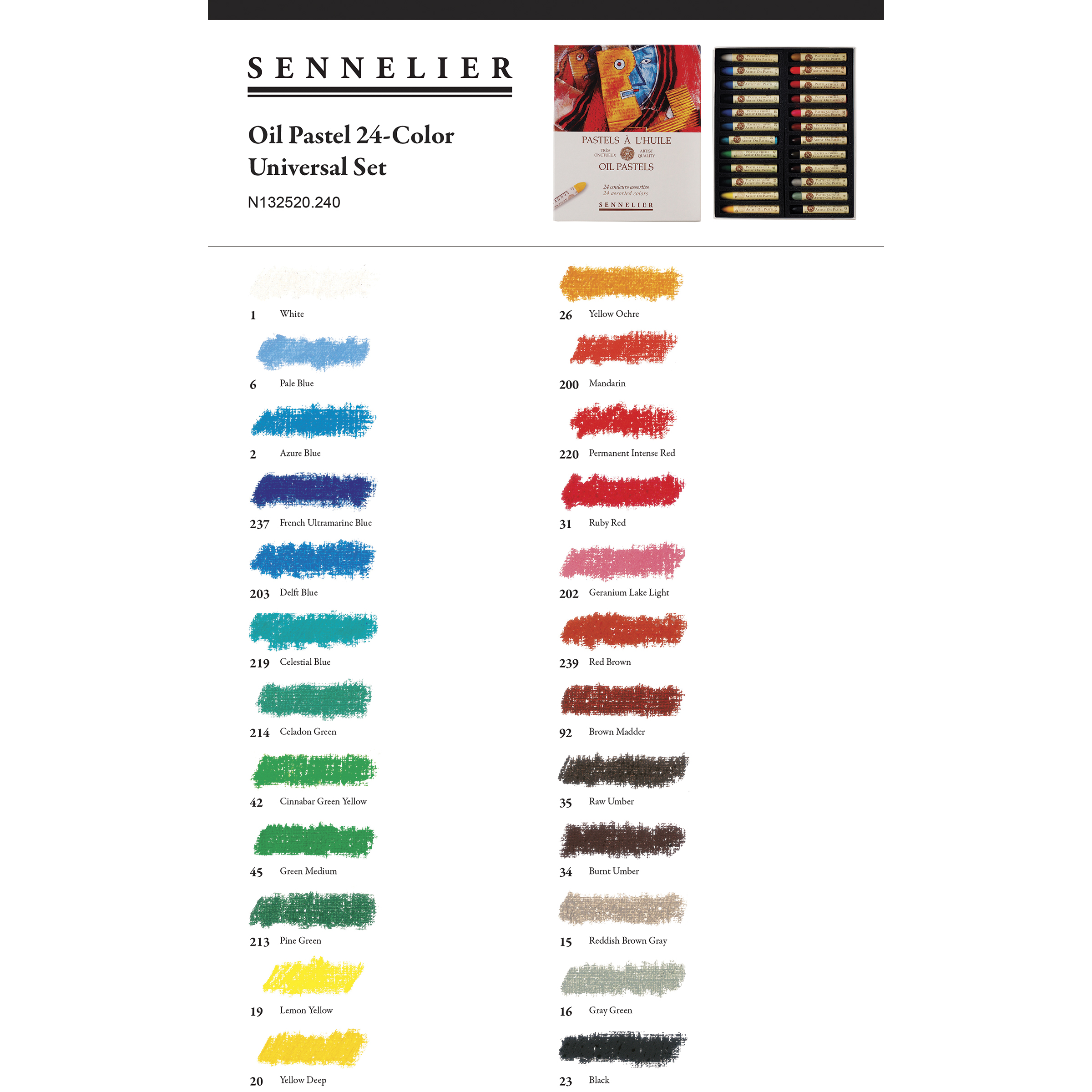 Sennelier Oil Pastel Set - Assorted Colors, Set of 24 | BLICK Art