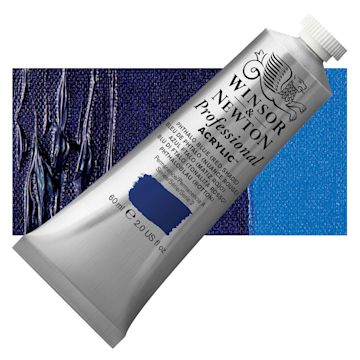 Open in modal - Winsor & Newton Professional Acrylic Paint - Phthalo Blue Red Shade, 60 ml tube and swatch