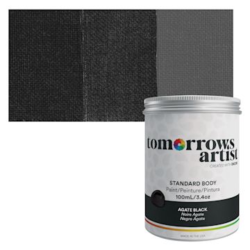 Open in modal - Tomorrow's Artist Eco-Friendly Standard Body Acrylic Paint - Agate Black, 100 ml jar and swatch