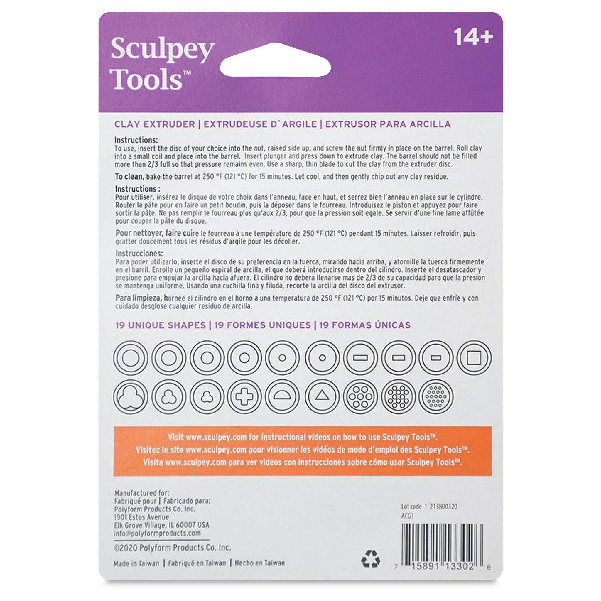 Sculpey Clay Extruder w/ 19 Discs