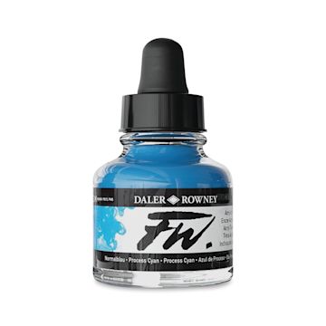 Open in modal - Daler-Rowney FW Acrylic Water-Resistant Artists Ink - 1 oz, Process Cyan