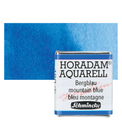 Schmincke Horadam Aquarell Artist Watercolor - Mountain Blue, Half Pan with Swatch