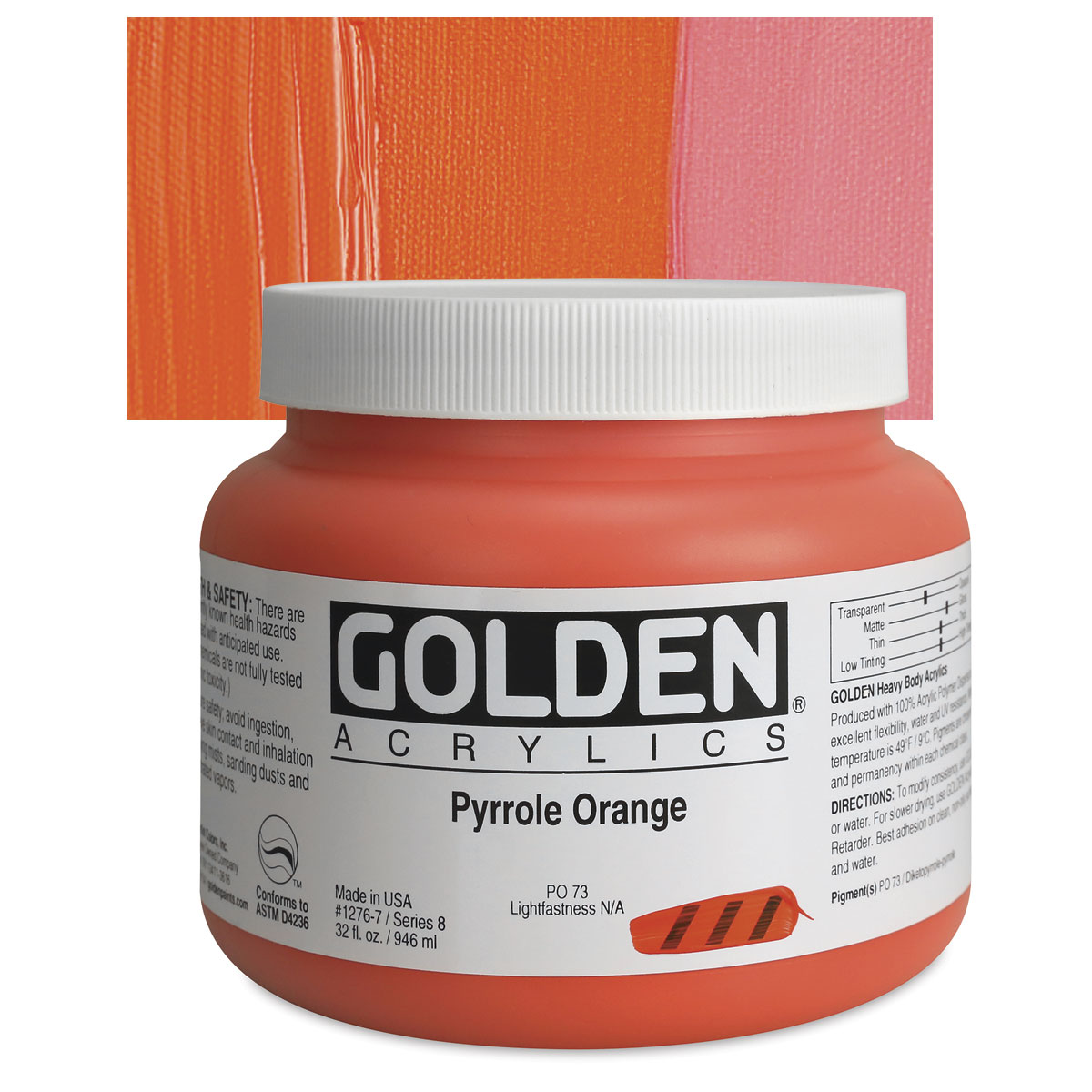 Golden Heavy Body Acrylic 4 oz Fluorescent Orange