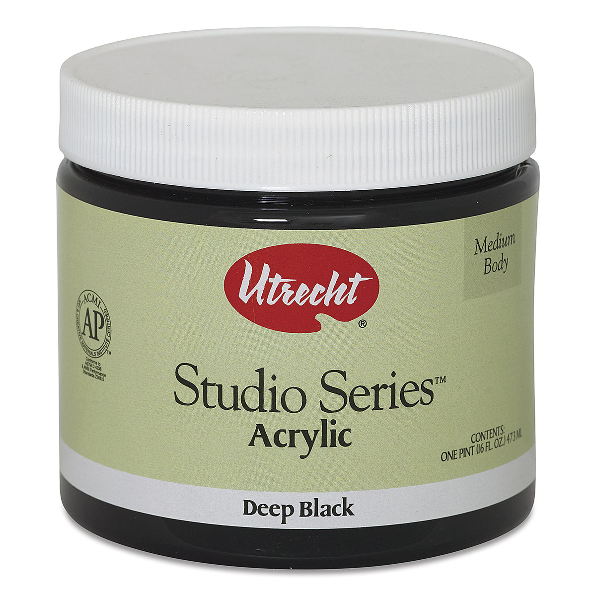 Utrecht Studio Series Acrylic Paint - Deep Black, Pint