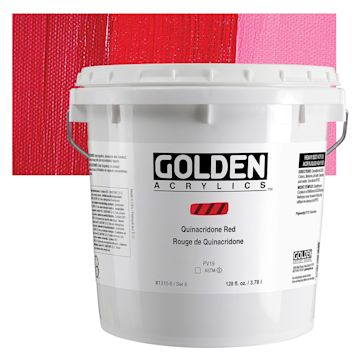 Open in modal - Golden Heavy Body Acrylic Paint - Quinacridone Red, 128 oz Jar and swatch