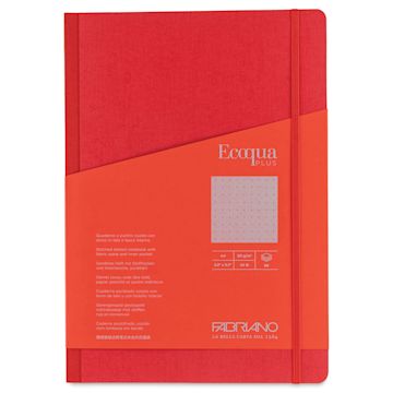 Open in modal - Fabriano Ecoqua Plus Fabric-Bound Notebook - Red, 8-1/4" x 11-7/10", Dot Grid, front cover
