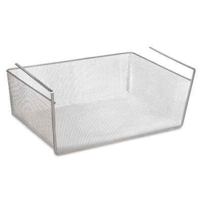 Design Ideas MeshWorks Undershelf Basket - Silver, Small (angled view)