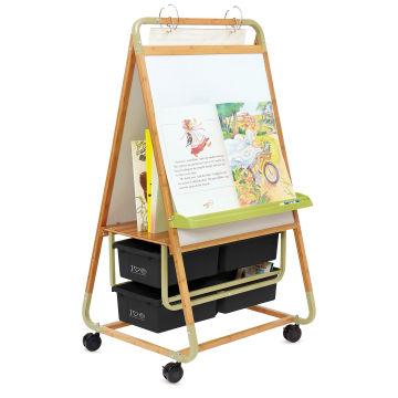 Copernicus Double-Sided Bamboo Easel - Recycled Tubs, Black, front (books not included)