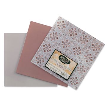Open in modal - Mosaic Mercantile Opalescent Glass Pack - Purple, 8" x 8", Pkg of 3, fanned out